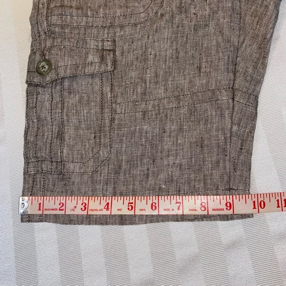 CAbi 100% Linen Bermuda Shorts Sz 4 Brown Like New - Picture 6 of 11
